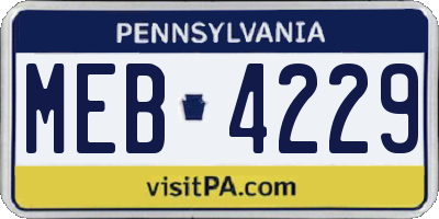 PA license plate MEB4229