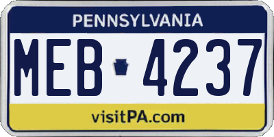 PA license plate MEB4237
