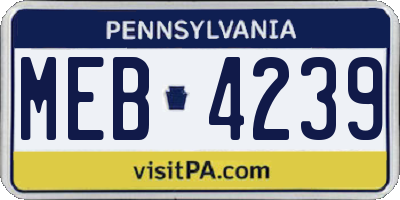 PA license plate MEB4239