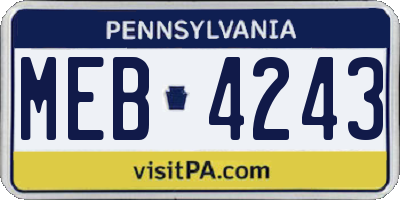 PA license plate MEB4243