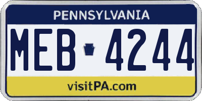 PA license plate MEB4244