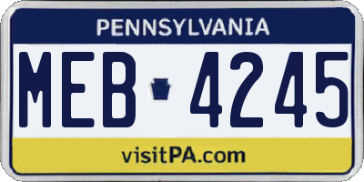 PA license plate MEB4245