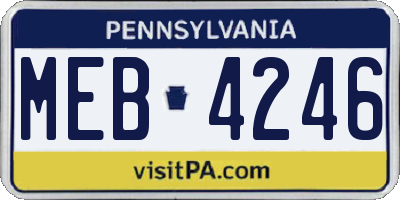 PA license plate MEB4246