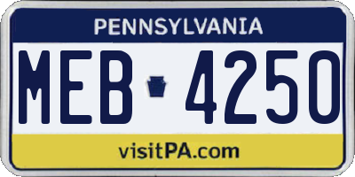 PA license plate MEB4250