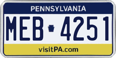 PA license plate MEB4251