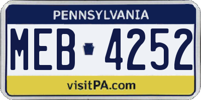 PA license plate MEB4252