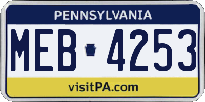 PA license plate MEB4253