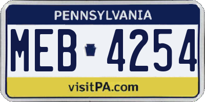 PA license plate MEB4254