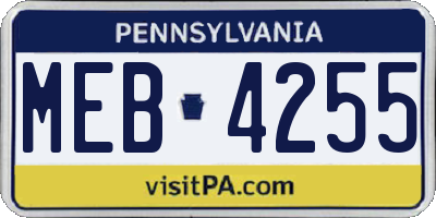 PA license plate MEB4255