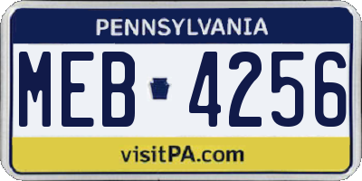 PA license plate MEB4256