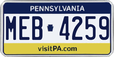 PA license plate MEB4259