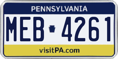 PA license plate MEB4261