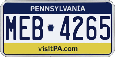 PA license plate MEB4265