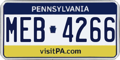 PA license plate MEB4266