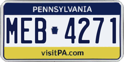 PA license plate MEB4271