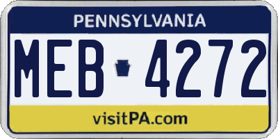 PA license plate MEB4272