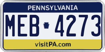 PA license plate MEB4273