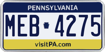 PA license plate MEB4275