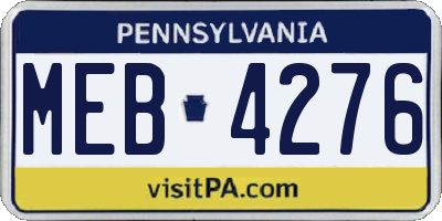 PA license plate MEB4276