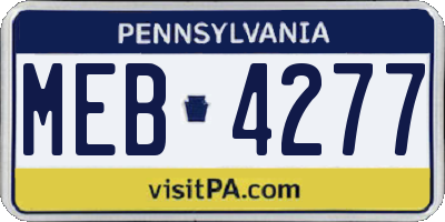 PA license plate MEB4277
