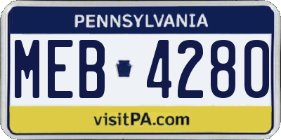 PA license plate MEB4280