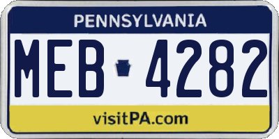 PA license plate MEB4282