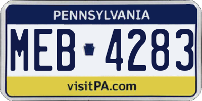PA license plate MEB4283