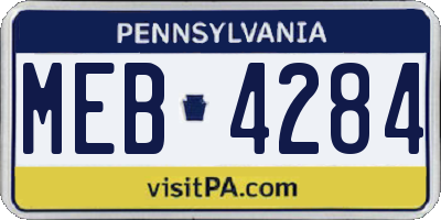 PA license plate MEB4284
