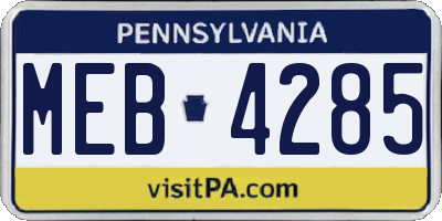 PA license plate MEB4285