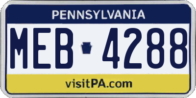 PA license plate MEB4288