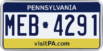 PA license plate MEB4291