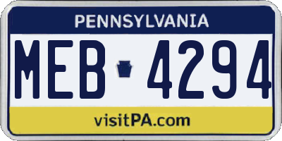 PA license plate MEB4294
