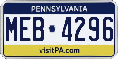 PA license plate MEB4296