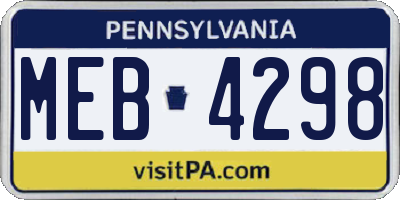 PA license plate MEB4298