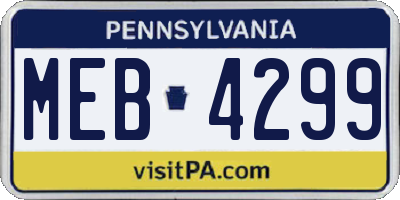 PA license plate MEB4299