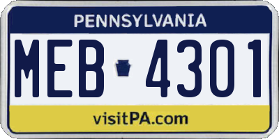 PA license plate MEB4301