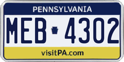 PA license plate MEB4302