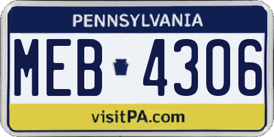 PA license plate MEB4306