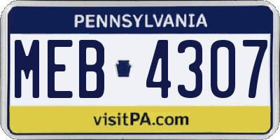 PA license plate MEB4307