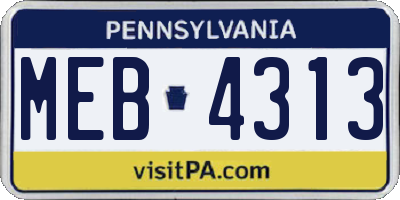 PA license plate MEB4313