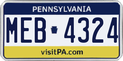 PA license plate MEB4324