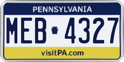 PA license plate MEB4327