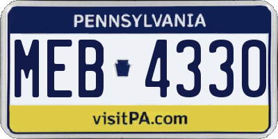 PA license plate MEB4330