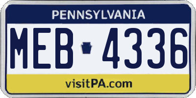 PA license plate MEB4336