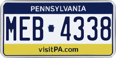 PA license plate MEB4338