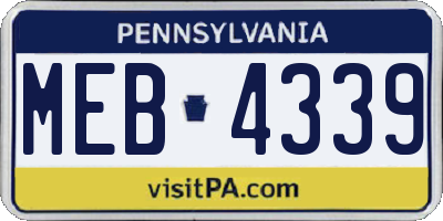 PA license plate MEB4339