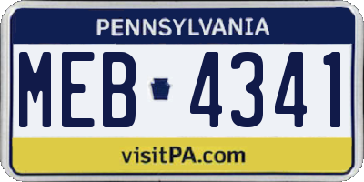 PA license plate MEB4341