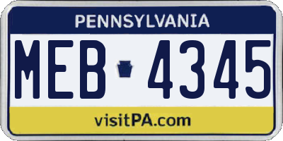 PA license plate MEB4345