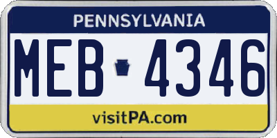 PA license plate MEB4346
