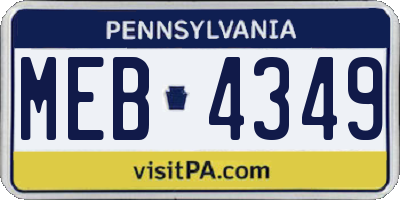 PA license plate MEB4349